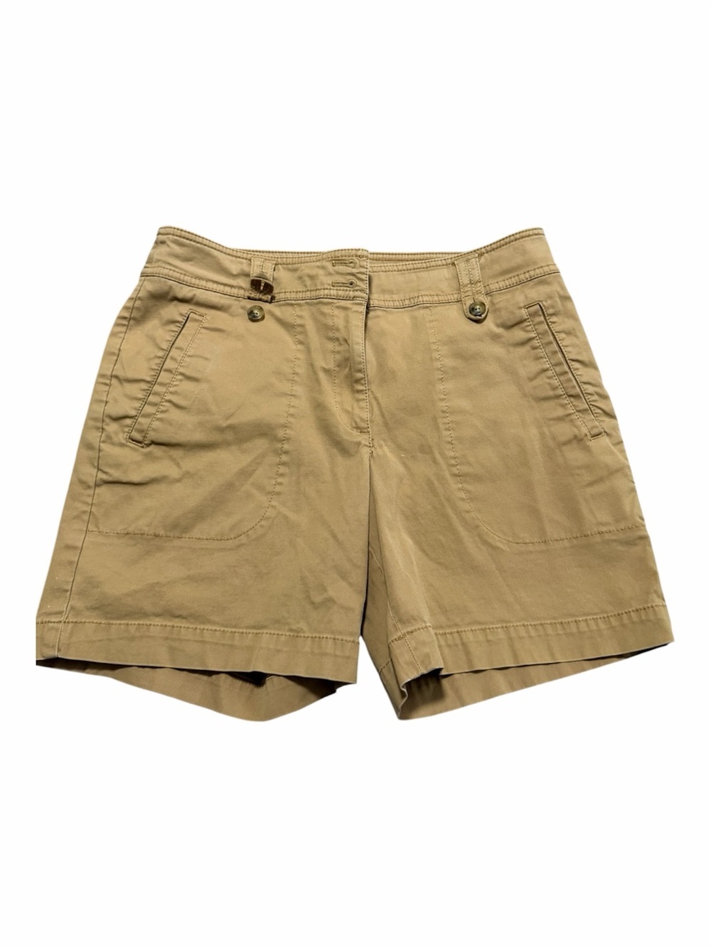 Talbots Khaki Cotton Casual Shorts Size 6P Classic Preppy Summer